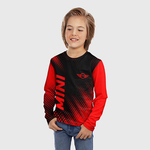 Детский лонгслив Mini - red gradient вертикально / 3D-принт – фото 3