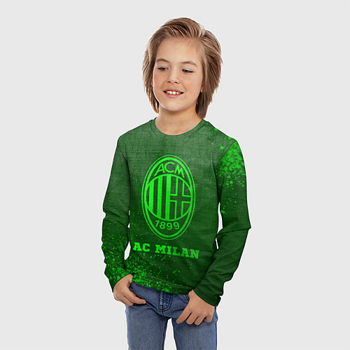 Детский лонгслив AC Milan - green gradient / 3D-принт – фото 3