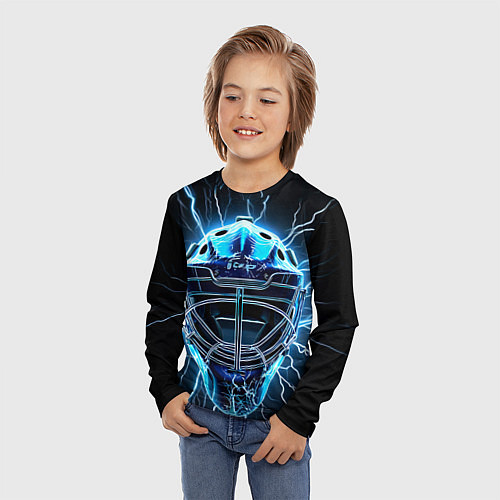 Детский лонгслив Маска голкипера в молниях / 3D-принт – фото 3