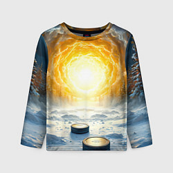 Лонгслив детский Шайбы в лесу, цвет: 3D-принт