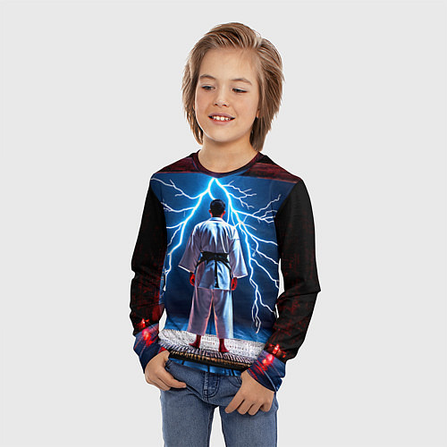 Детский лонгслив Айкидоист и молния / 3D-принт – фото 3
