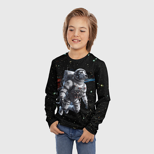 Детский лонгслив The dalmatian brave cosmonaut - ai art / 3D-принт – фото 3