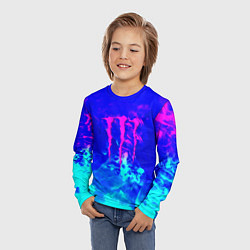 Лонгслив детский Monster energy дым неоновый, цвет: 3D-принт — фото 2