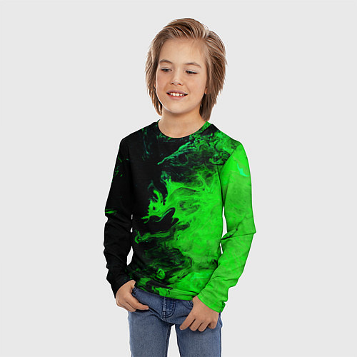 Детский лонгслив Color green black / 3D-принт – фото 3