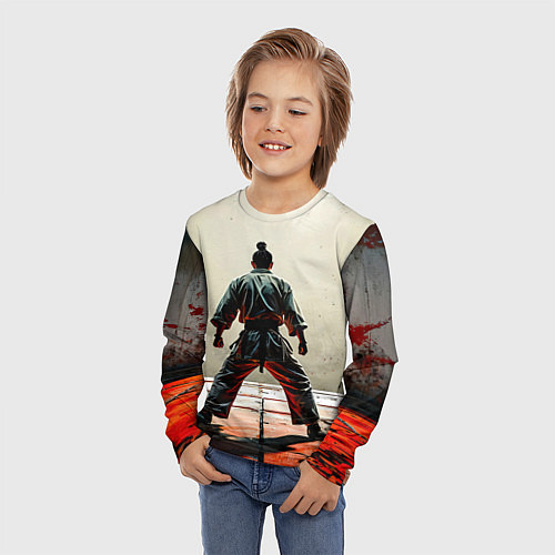 Детский лонгслив Боец боевых искусств / 3D-принт – фото 3
