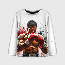 Лонгслив детский Тайский боксер на белом, цвет: 3D-принт