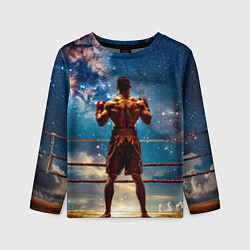 Лонгслив детский Тайский боксер в космосе, цвет: 3D-принт