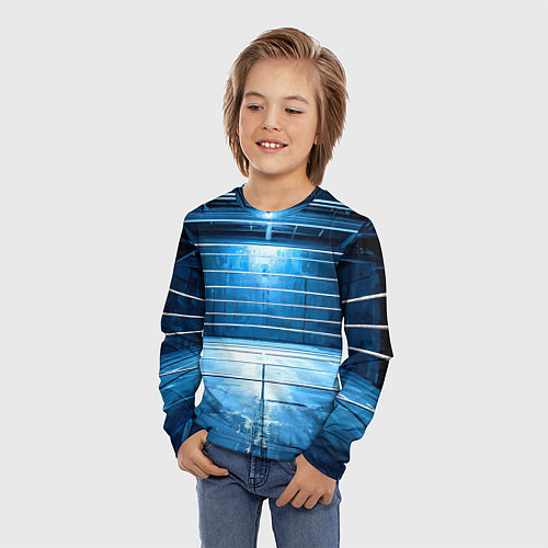 Детский лонгслив Синий ринг / 3D-принт – фото 3