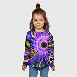 Лонгслив детский Абстрактный неоновый космос - чёрная дыра, цвет: 3D-принт — фото 2