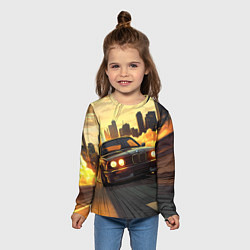 Лонгслив детский БМВ на фоне заката, цвет: 3D-принт — фото 2