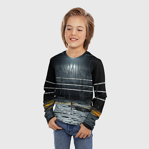 Детский лонгслив Черный ринг / 3D-принт – фото 3