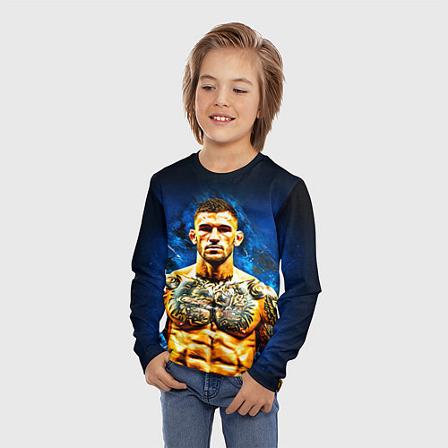 Детский лонгслив Дастин Порье на синем / 3D-принт – фото 3