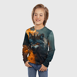 Лонгслив детский Злой волк в огне, цвет: 3D-принт — фото 2