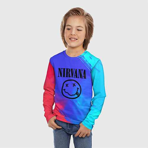 Детский лонгслив Nirvana жидкие краски / 3D-принт – фото 3