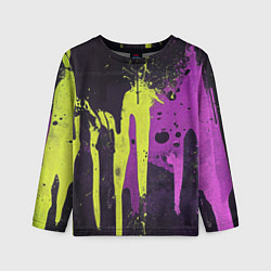 Лонгслив детский Желтая и фиолетовая краска на черном, цвет: 3D-принт