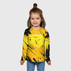Лонгслив детский Желтая краска на черном фоне, цвет: 3D-принт — фото 2