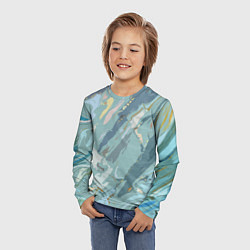Лонгслив детский Холодный голубой абстракция, цвет: 3D-принт — фото 2