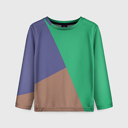 Детский лонгслив Триада зелёный фиолетовый и коричневый геометричны