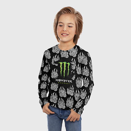Детский лонгслив Monster energy медвежьи лапы / 3D-принт – фото 3