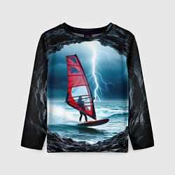 Лонгслив детский Виндсерфинг и молния, цвет: 3D-принт