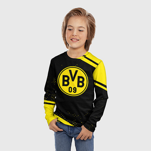 Детский лонгслив Borussia полосы / 3D-принт – фото 3