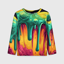 Детский лонгслив Зелено-оранжевая клякса