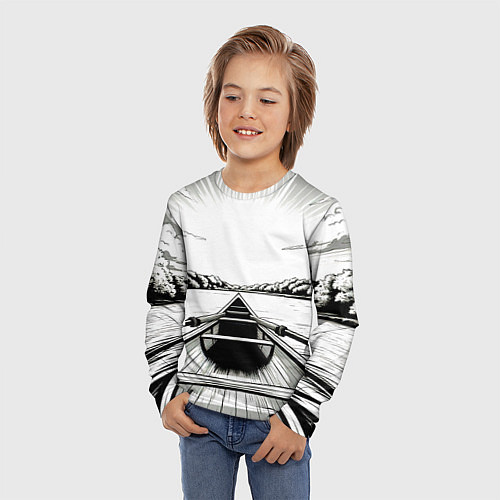 Детский лонгслив Гребля чб / 3D-принт – фото 3