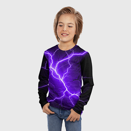 Детский лонгслив Color purple black / 3D-принт – фото 3