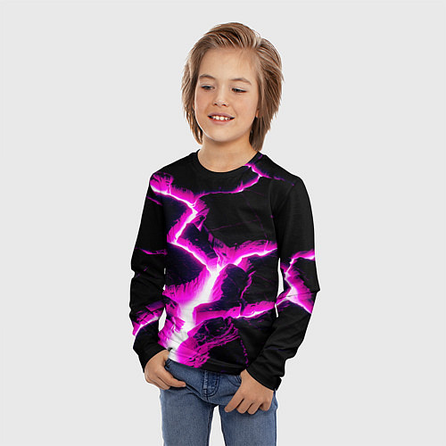 Детский лонгслив Color pink black / 3D-принт – фото 3