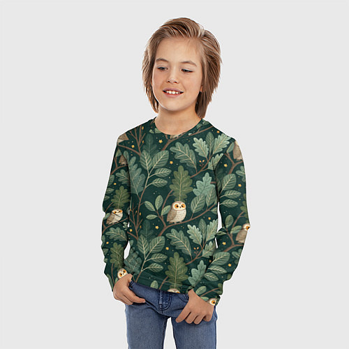 Детский лонгслив Совы в лесу / 3D-принт – фото 3
