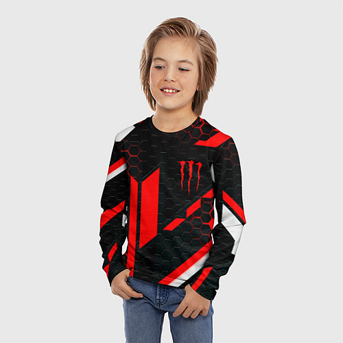 Детский лонгслив Monster energy sport geometry / 3D-принт – фото 3