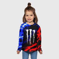 Лонгслив детский Monster energy молнии неон, цвет: 3D-принт — фото 2