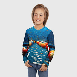 Лонгслив детский Бильярдные шары на синем, цвет: 3D-принт — фото 2