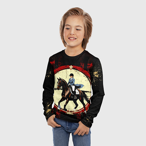 Детский лонгслив Наездница конный спорт / 3D-принт – фото 3
