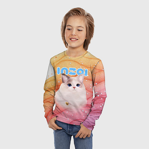 Детский лонгслив Inzoi кошечка на блестящем фоне / 3D-принт – фото 3