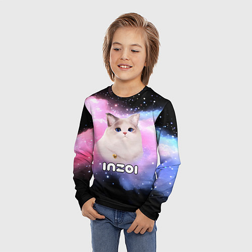 Детский лонгслив Inzoi логотип и кошечка на облаке / 3D-принт – фото 3