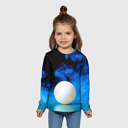 Лонгслив детский Мяч для пинг понга и синий дым, цвет: 3D-принт — фото 2
