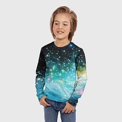 Лонгслив детский Бирюзовые блестки фон, цвет: 3D-принт — фото 2