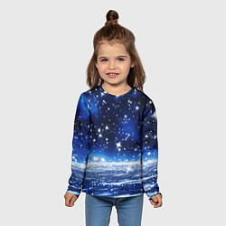 Лонгслив детский Космический синий абстрактный фон - текстура, цвет: 3D-принт — фото 2