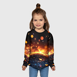 Лонгслив детский Оранжевое боке на черном, цвет: 3D-принт — фото 2