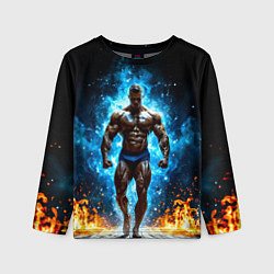 Лонгслив детский Культурист в огне, цвет: 3D-принт