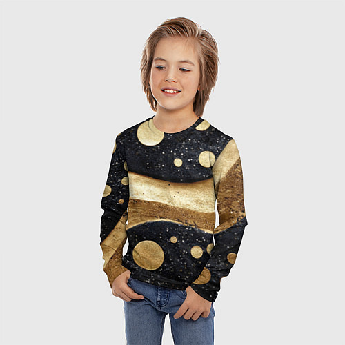 Детский лонгслив Золотая объемная абстракция - текстура / 3D-принт – фото 3