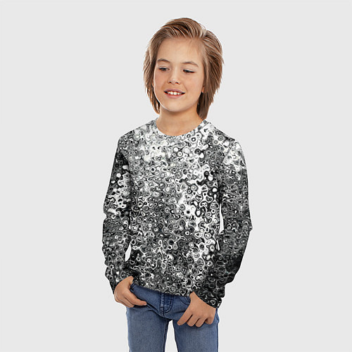 Детский лонгслив Чёрно-белый абстрактная текстура / 3D-принт – фото 3