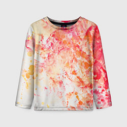 Детский лонгслив Абстракция - splashes of pink and red paint on whi