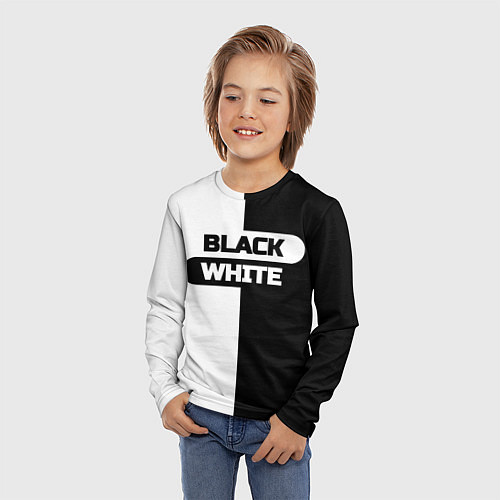 Детский лонгслив Black white пополам / 3D-принт – фото 3