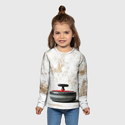 Лонгслив детский Камень для кёрлинга на белом, цвет: 3D-принт — фото 2