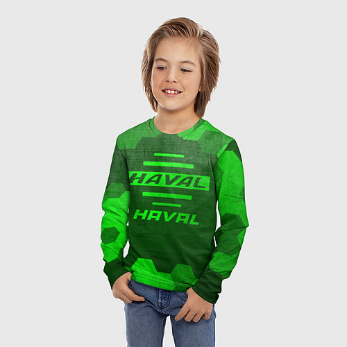 Детский лонгслив Haval - green gradient / 3D-принт – фото 3