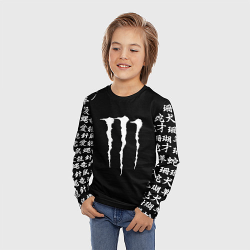 Детский лонгслив Monster energy japan symbol / 3D-принт – фото 3