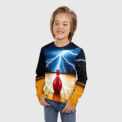 Лонгслив детский Кегля для боулинга и молния, цвет: 3D-принт — фото 2