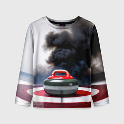 Детский лонгслив Камень для кёрлинга в черном дыму